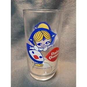 Vintage 1970s Dairy Queen Drinking Glass w/ Dutch Girl Logo